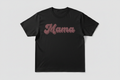 Mama Graphic Tee with 90s retro lettering on black and white cotton t-shirt